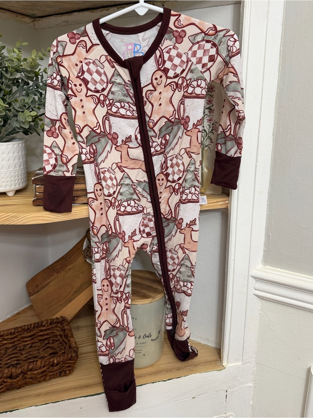 Bamboo, Holiday theme Gingerbread One-Piece Pajama